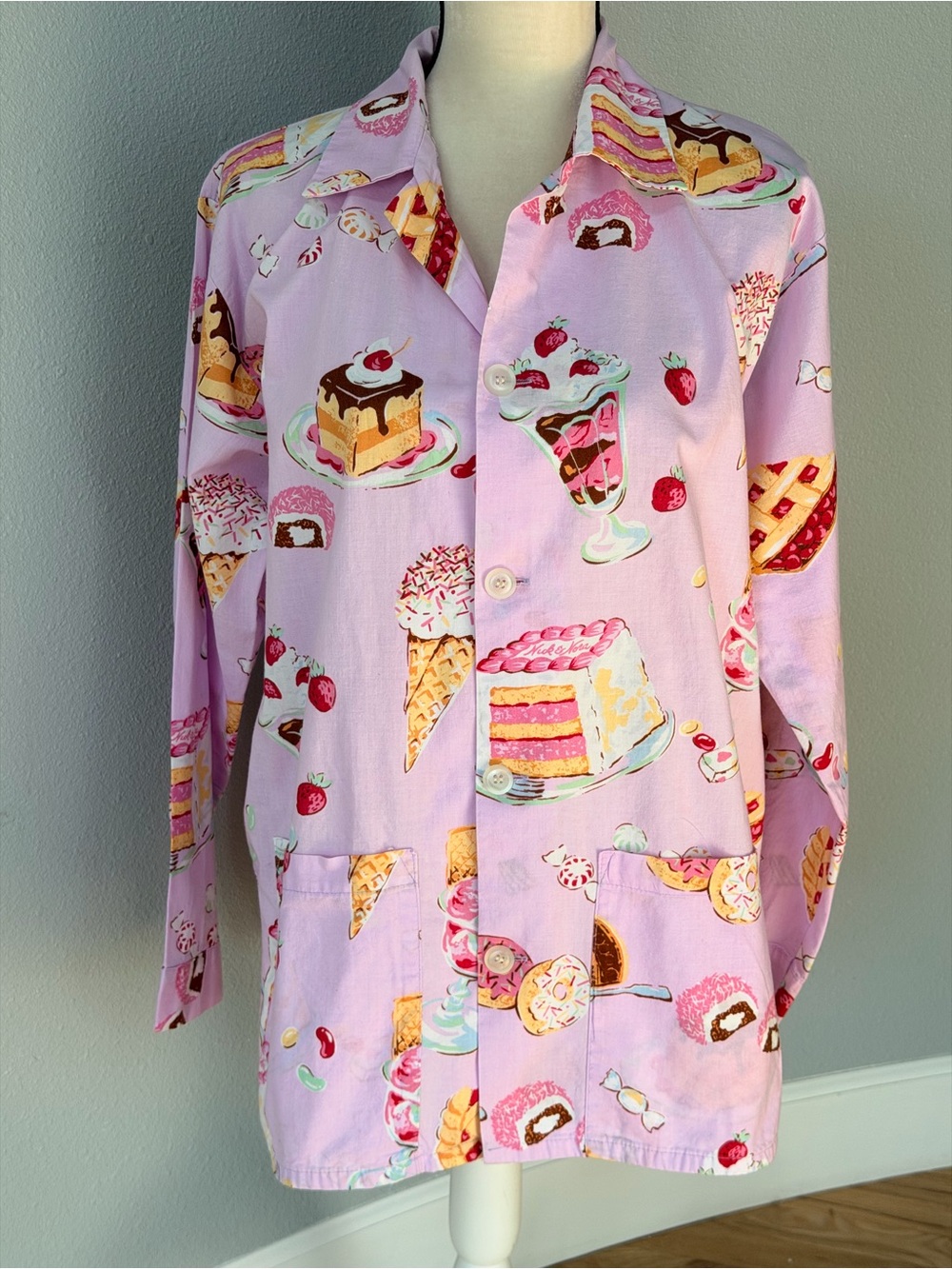VTG Nick & Nora Rory Gilmore Dessert Pajama Top Pink 100% Cotton Medium